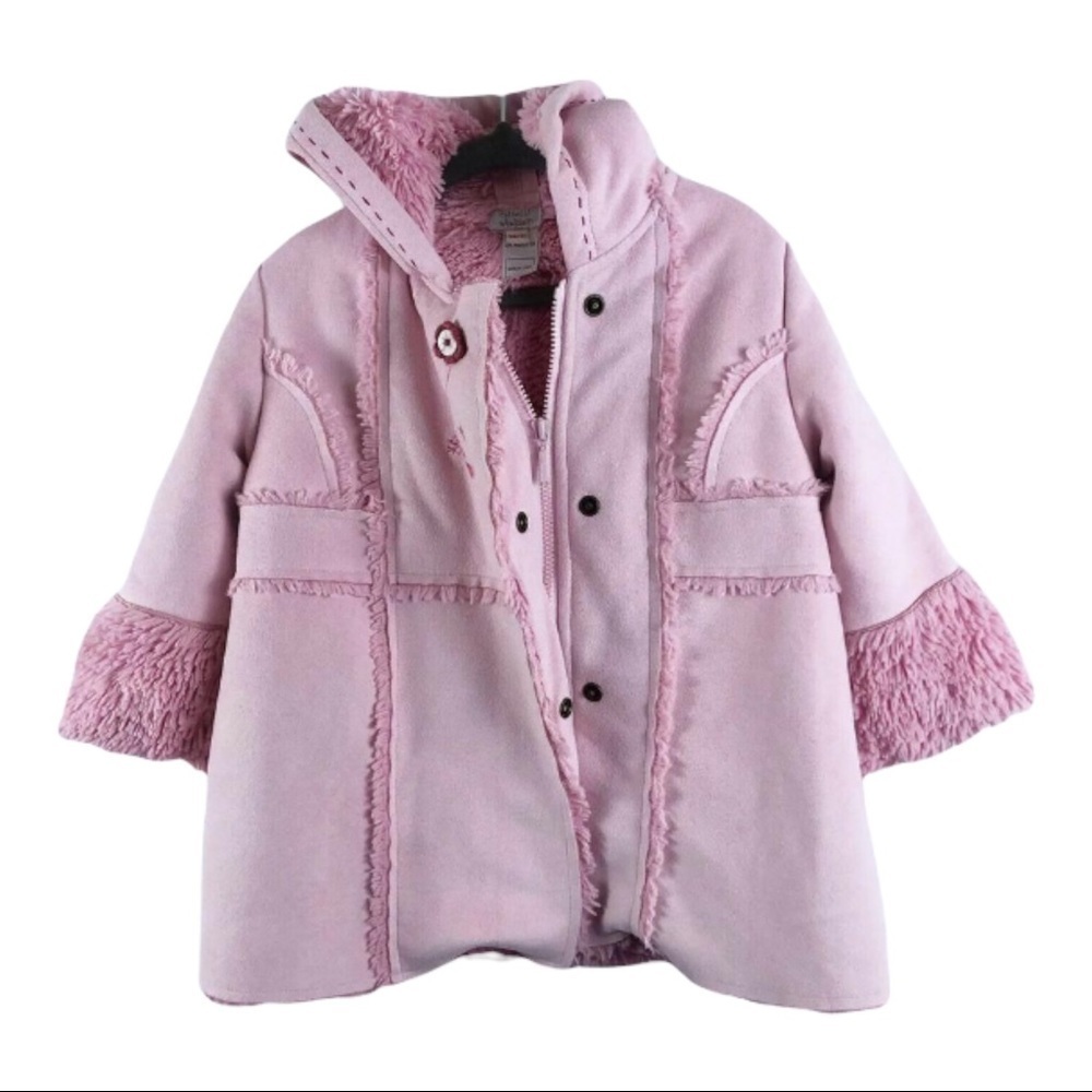 Catimini Pink Faux Fur Hooded Baby Coat
